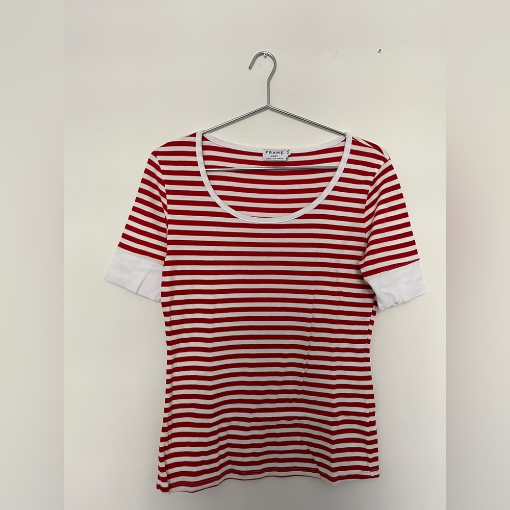 Frame Red White Striped T Shirt med